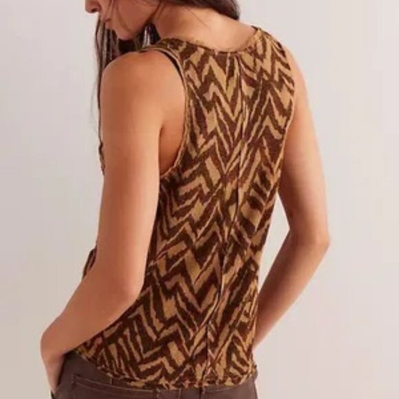 Free People Tan and Brown Animal Print Tank Top - Picture 2 of 8